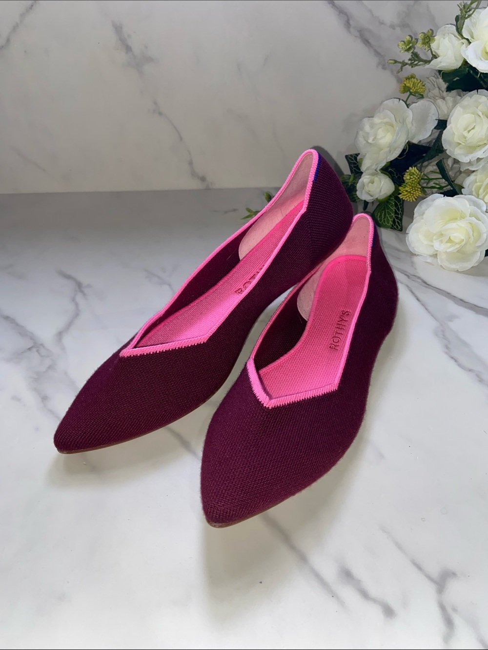 Rothy's the Merino Collection Point in Aubergine Pointed Flats Size 10.5